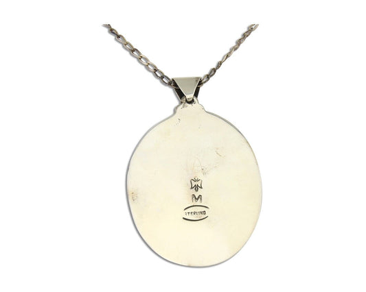 Navajo Necklace 925 Silver Natural Turquoise Artist Signed M Montoya C.80's