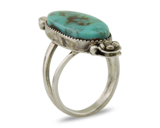 Navajo Ring 925 Silver Natural Blue Turquoise Native American Artist C.80's