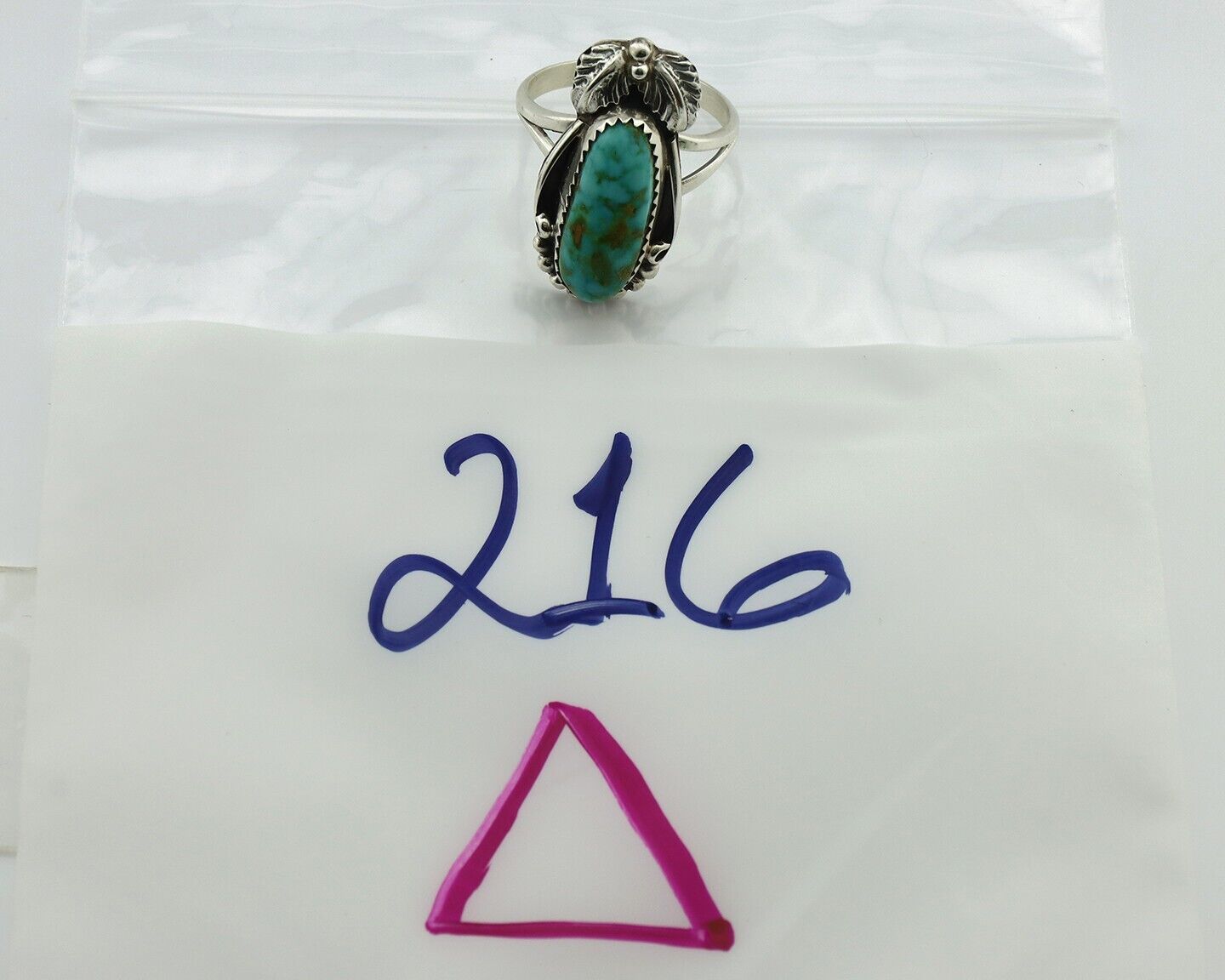 Navajo Ring .925 Silver Natural Mined Royston Turquoise Artist Signed SN C.80's