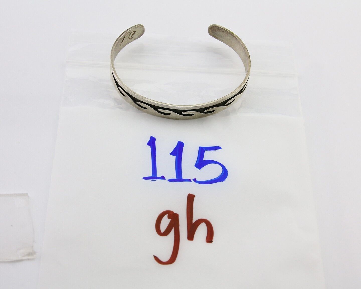 Navajo Overlay Cuff Bracelet .925 Silver Artist Signed C.80's