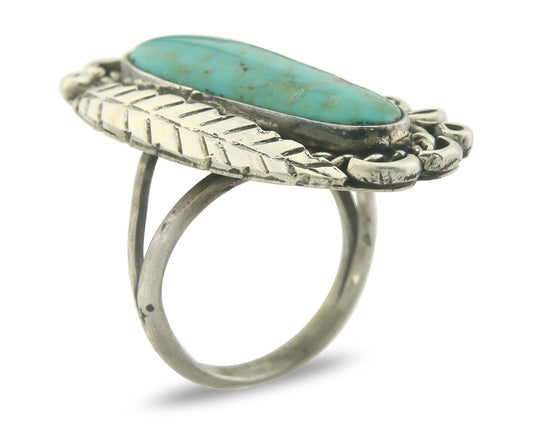 Navajo Ring 925 Sterling Blue Turquoise Artist Signed Richard Yazza C.80's