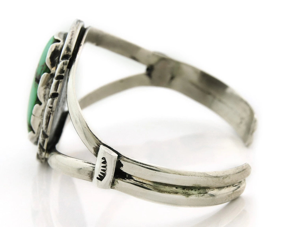 Navajo Cuff Bracelet 925 Sterling Silver Turquoise Vintage Signed Sun