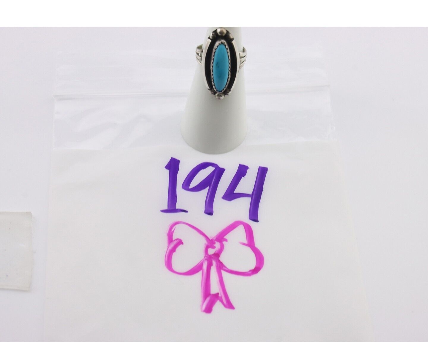 Navajo Ring .925 Silver Sleeping Beauty Turquoise Signed SkyStone Creations C80s