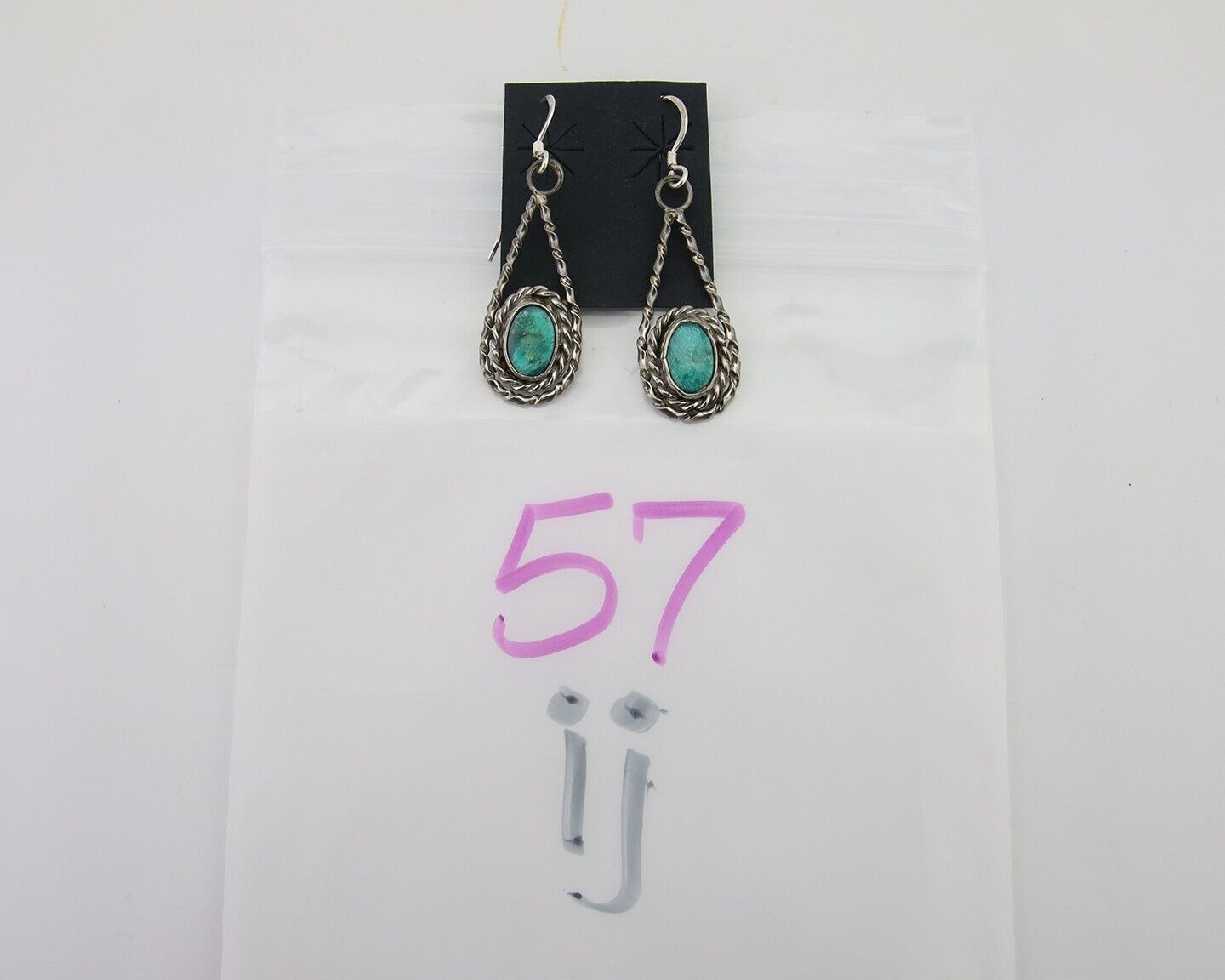 Navajo Dangle Earrings 925 Silver Natural Blue Turquoise Native Artist C.80's