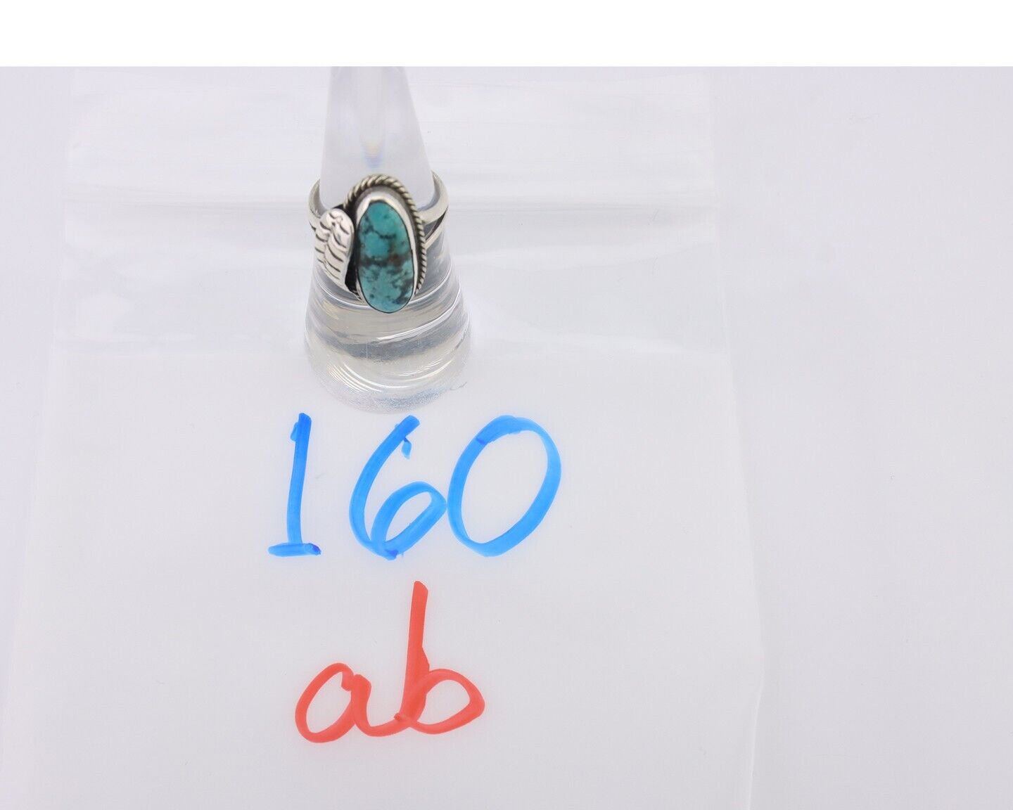 Navajo Ring 925 Silver Blue Gem Turquoise Native American Artist C.80's