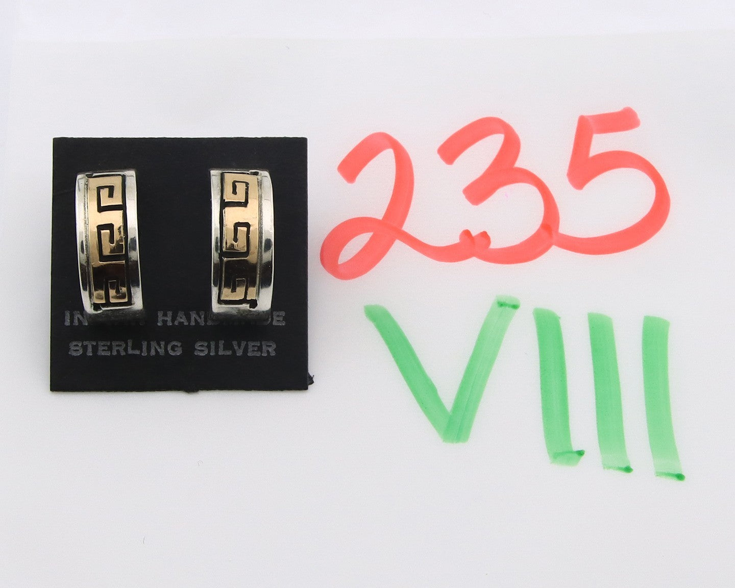 Navajo Earrings Sterling Silver & Gold Vintage Handmade Signed S Skeets