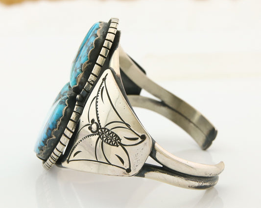 Navajo Bracelet 925 Silver Natural Bisbee Turquoise Cuff Signed Tony Guerro C80s