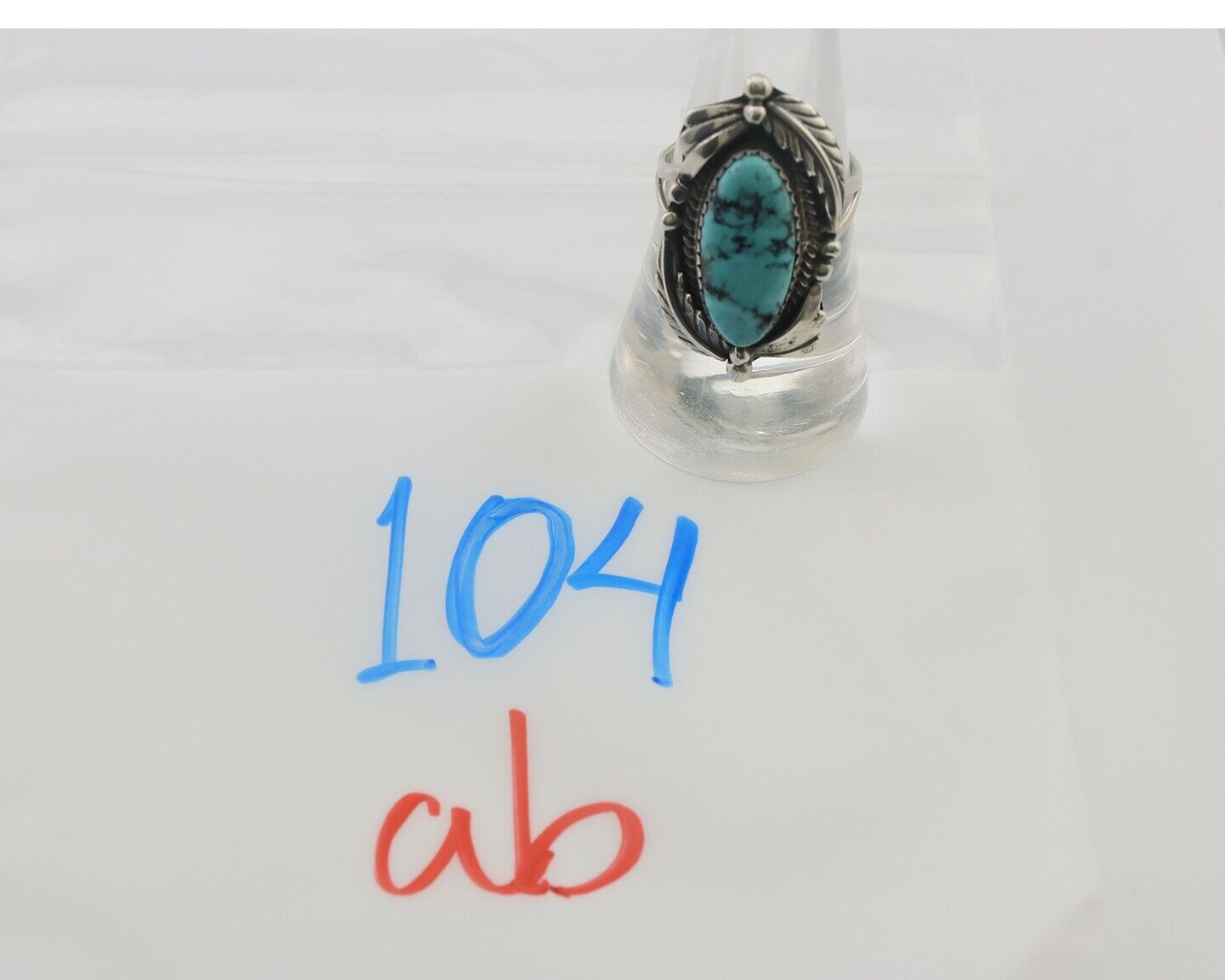 Navajo Ring 925 Silver Beautiful Blue Turquoise Native American Artist C.80's