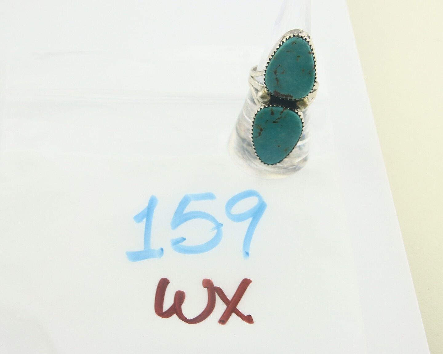 Navajo Ring 925 Sterling Natural Blue Turquoise Signed Begay C.80's