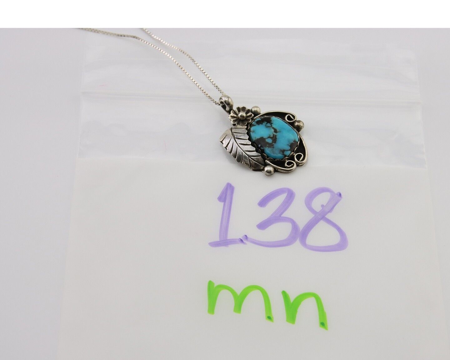 Navajo Necklace 925 Silver Natural Turquoise Native Artist C.80's