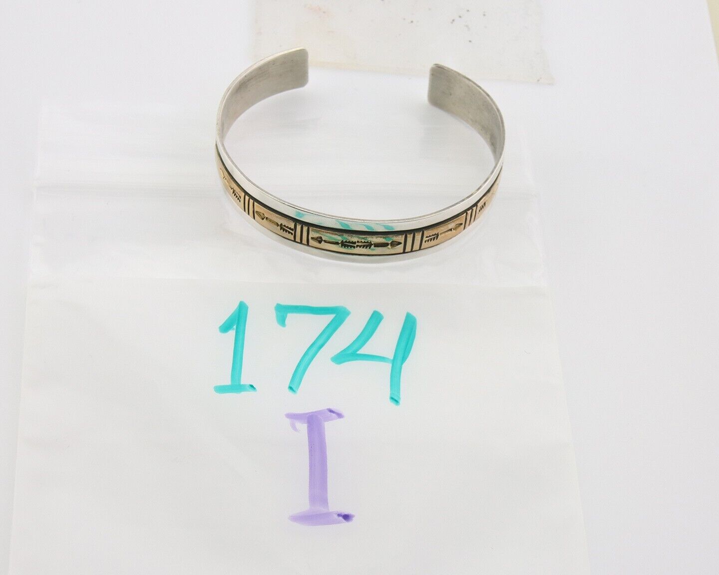 Navajo Bracelet 925 Silver & 12K Gold Cuff Artist Signed Randall Endito 80's