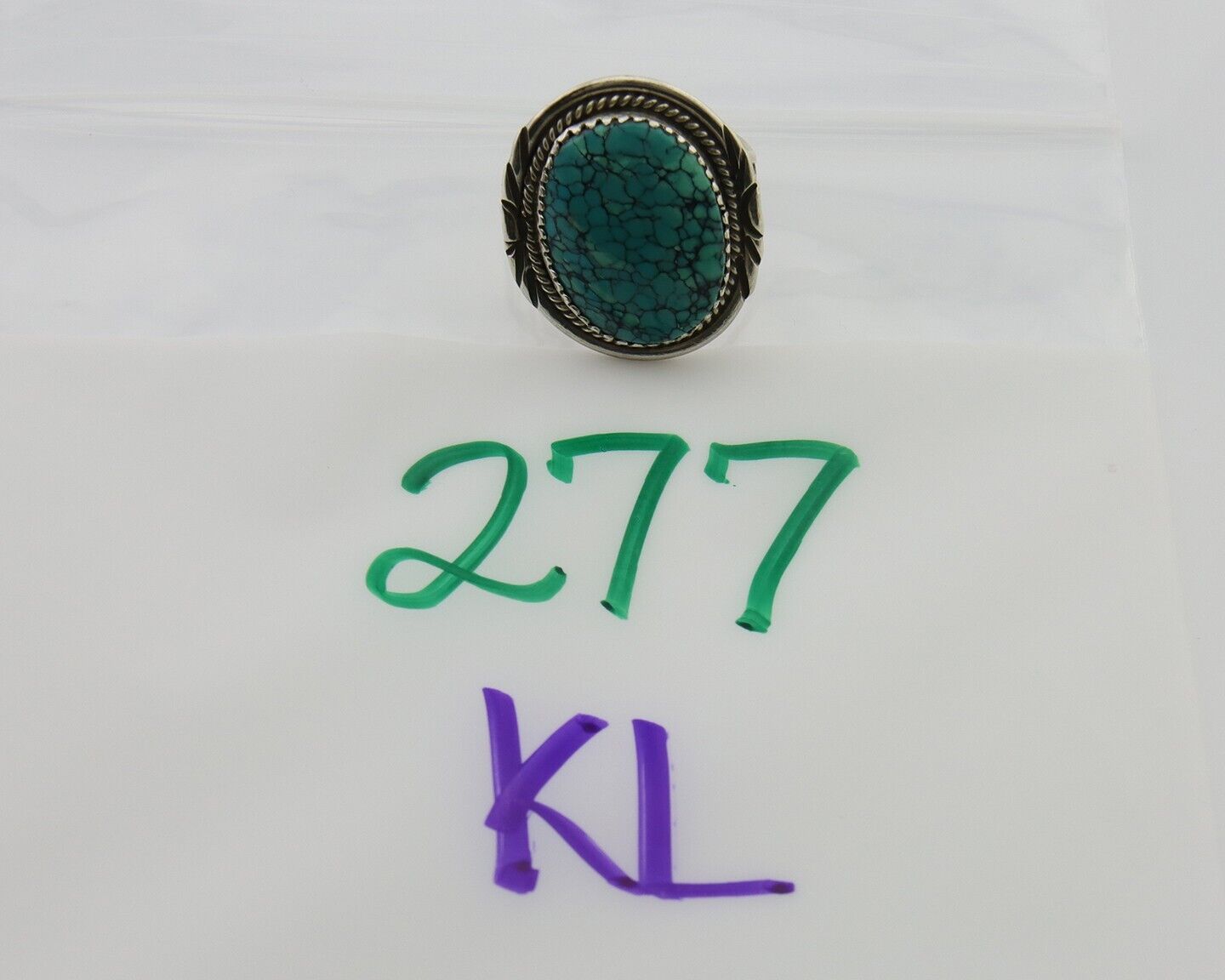 Navajo Ring 925 Silver Natural Spiderweb Turquoise Native Artist C.80's