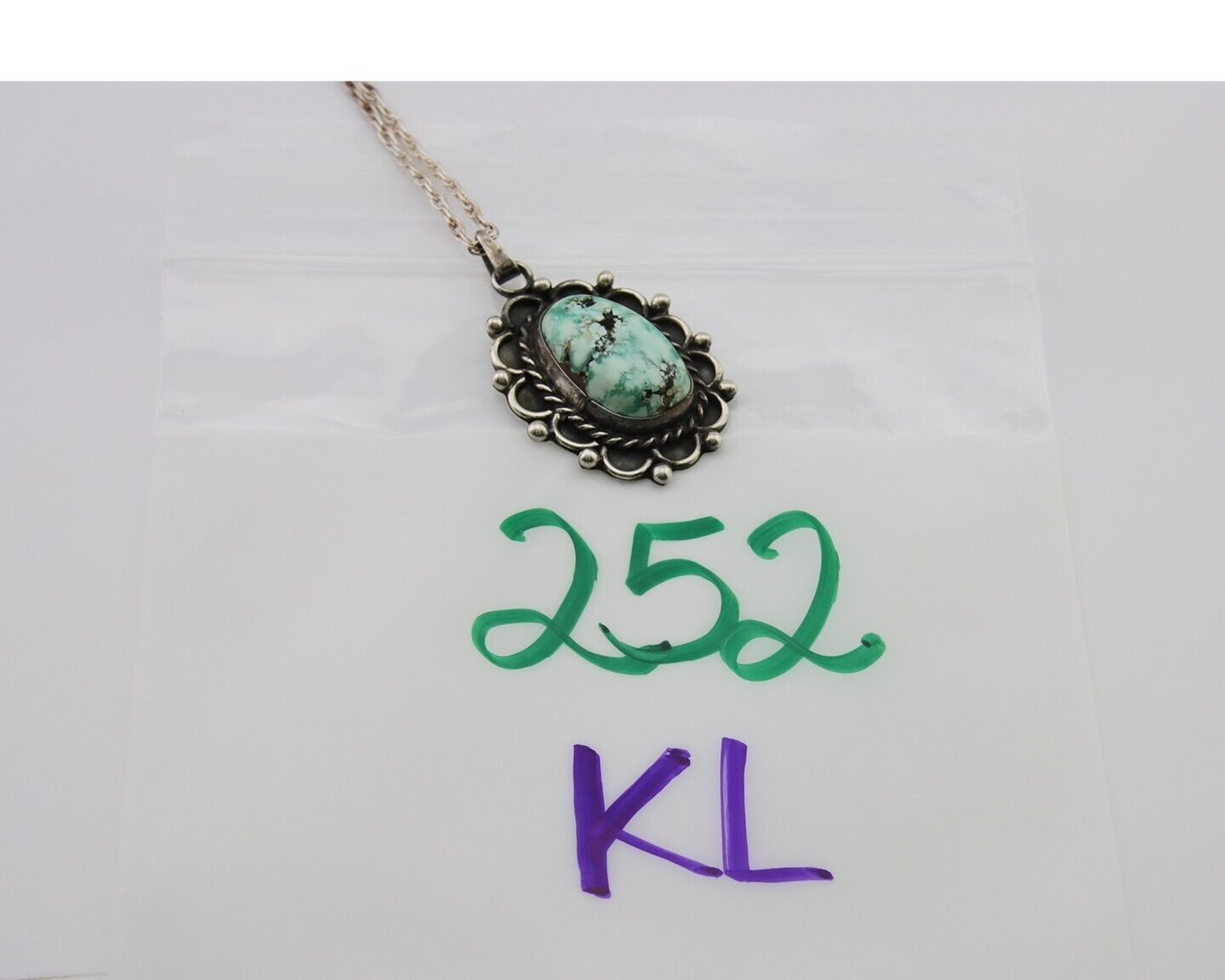 Navajo Necklace 925 Silver Natural Turquoise Native American Artist C.80's