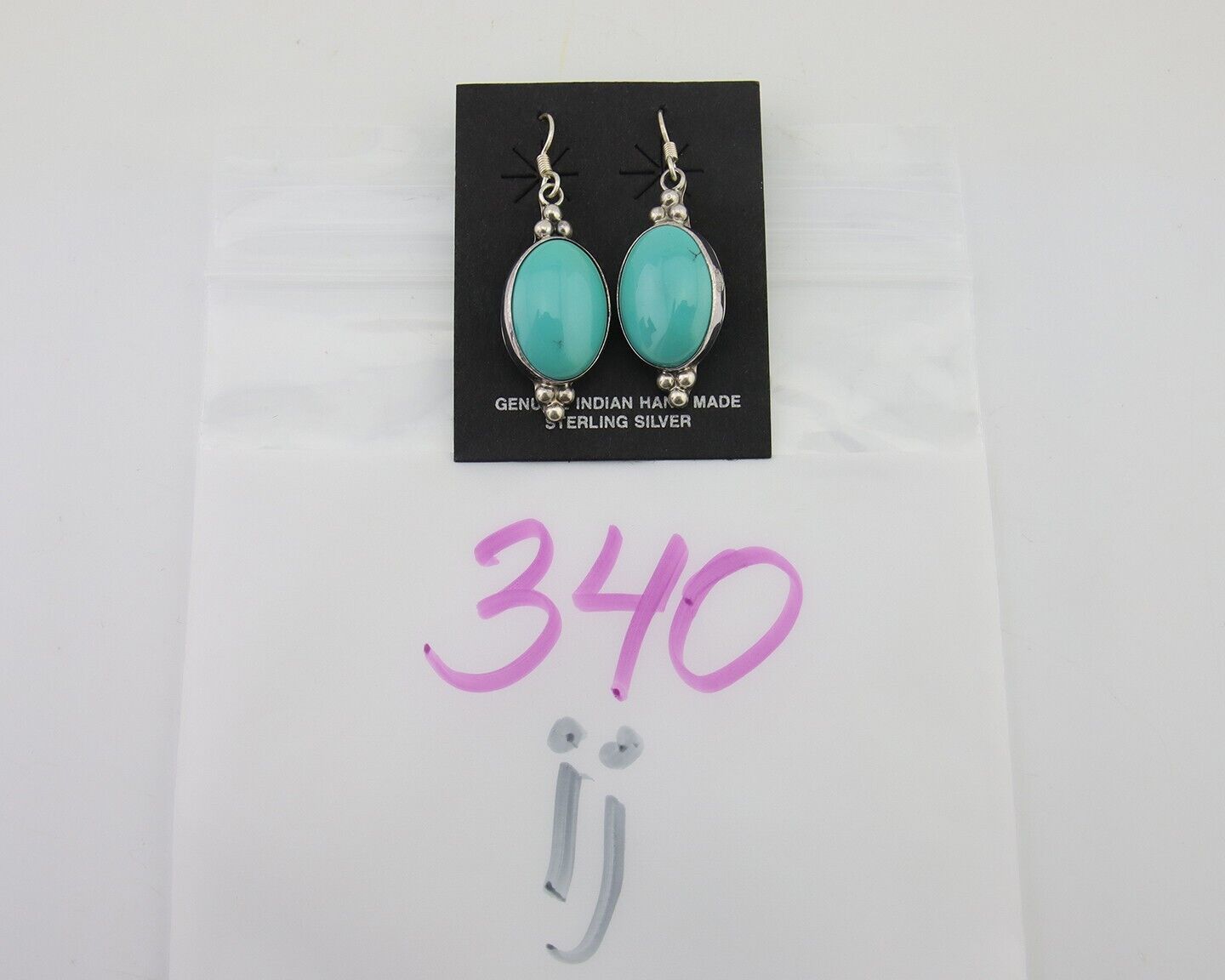Navajo Dangle Earrings 925 Natural Turquoise Native Inca Mfg C.80's