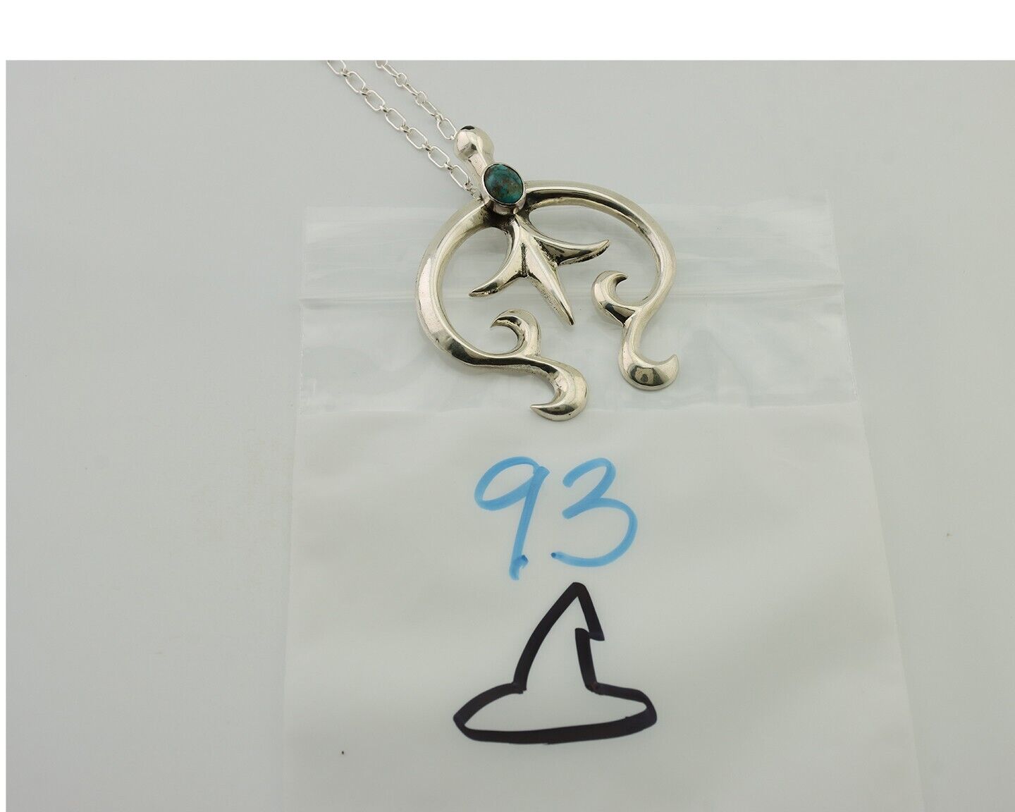 Navajo Necklace 925 Silver Spiderweb Turquoise Native Artist C.2008's