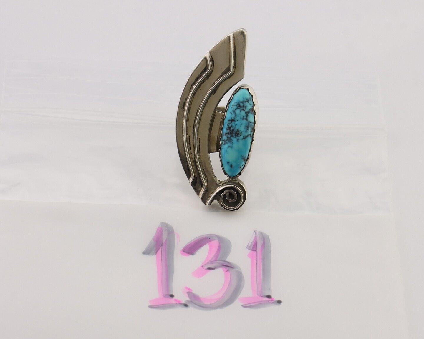 Navajo Ring 925 Silver Natural Blue Turquoise Native American Artist C.80's