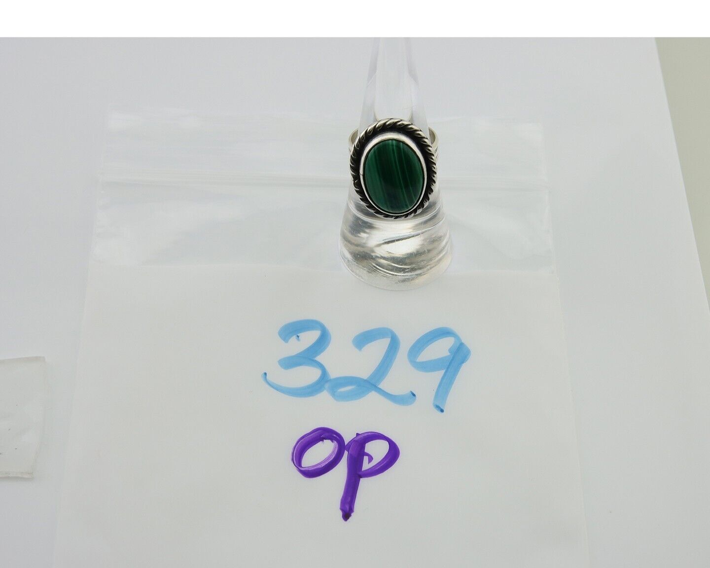 Navajo Ring 925 Silver Natural Malachite Native American Artist C.80's