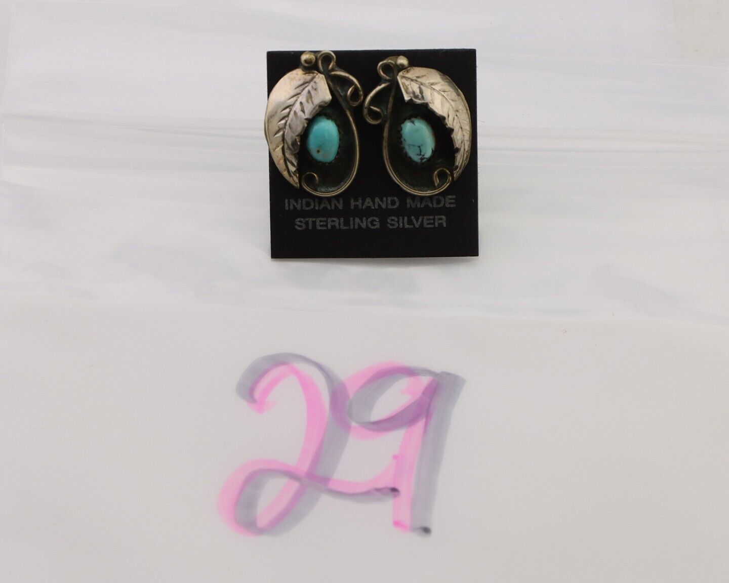 Navajo Earrings 925 Silver Natural Turquoise Native American Artist C.80's