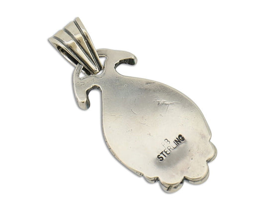 Navajo Pendant 925 Silver Natural Turquoise Artist Signed RB C.80's