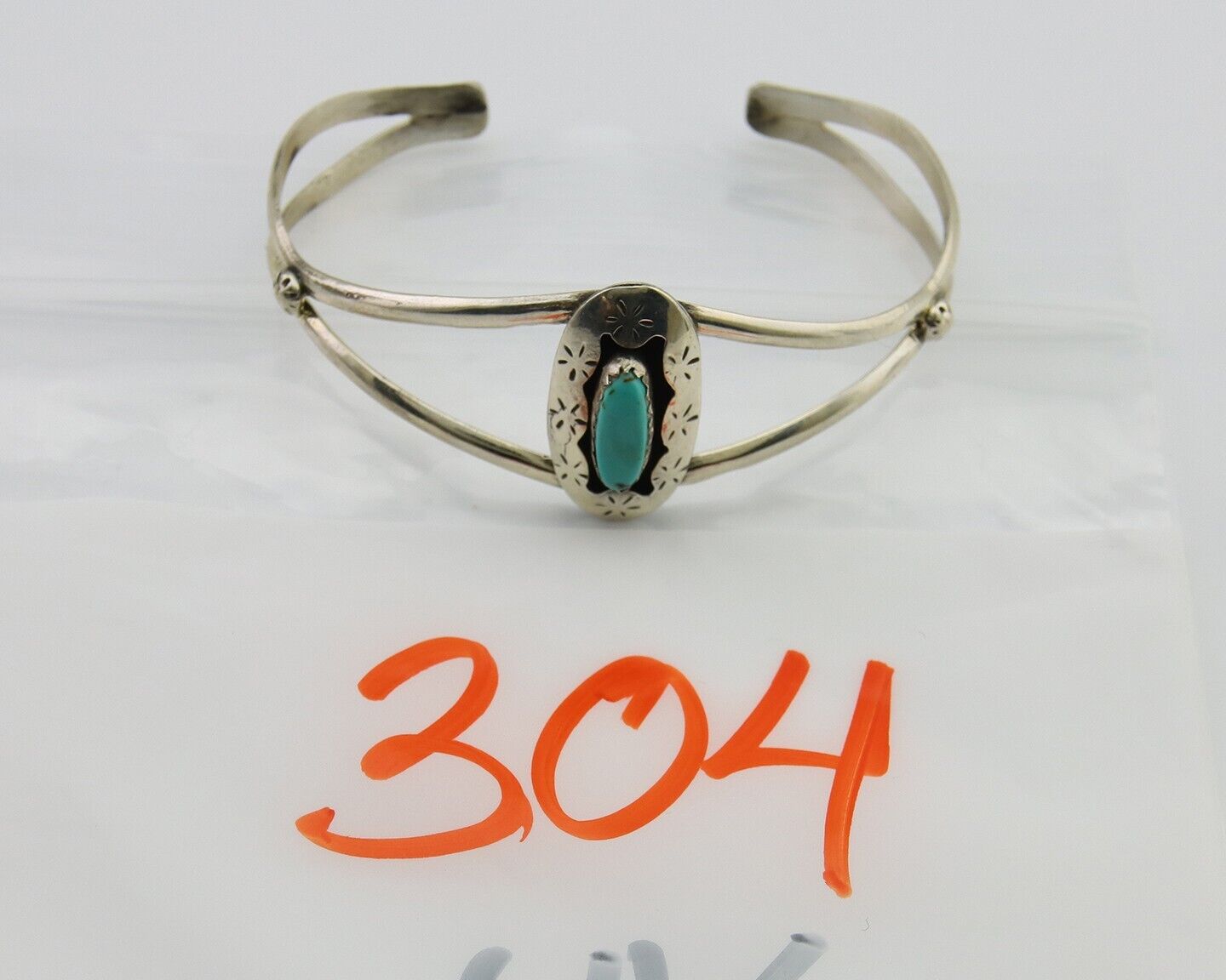 Navajo Cuff Bracelet 925 Silver Turquoise Cuff Artist Signed IJC C.80's