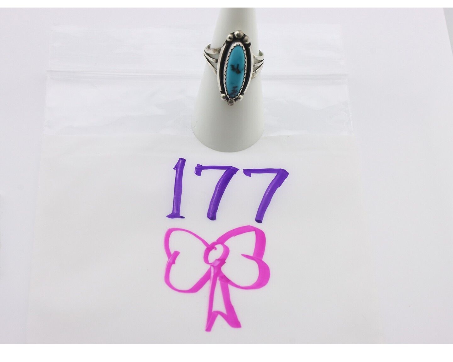 Navajo Ring .925 Silver Sleeping Beauty Turquoise Signed SkyStone Creations C80s