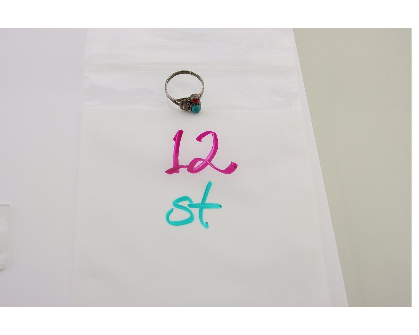 Navajo Handmade Ring 925 Silver Turquoise & Coral Native Artist C.80's