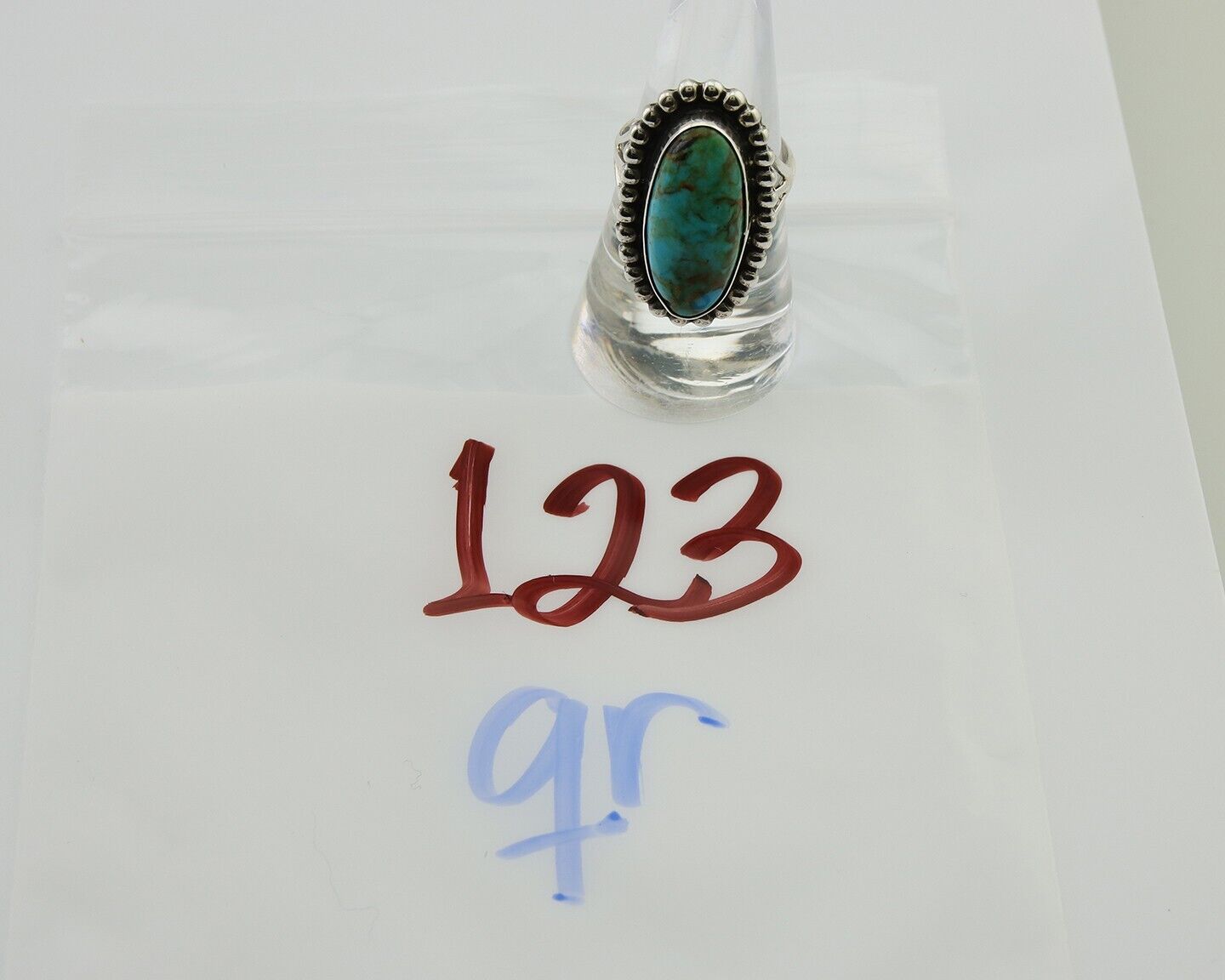 Navajo Shield Ring 925 Silver Arizona Turquoise Native Artist C.80's