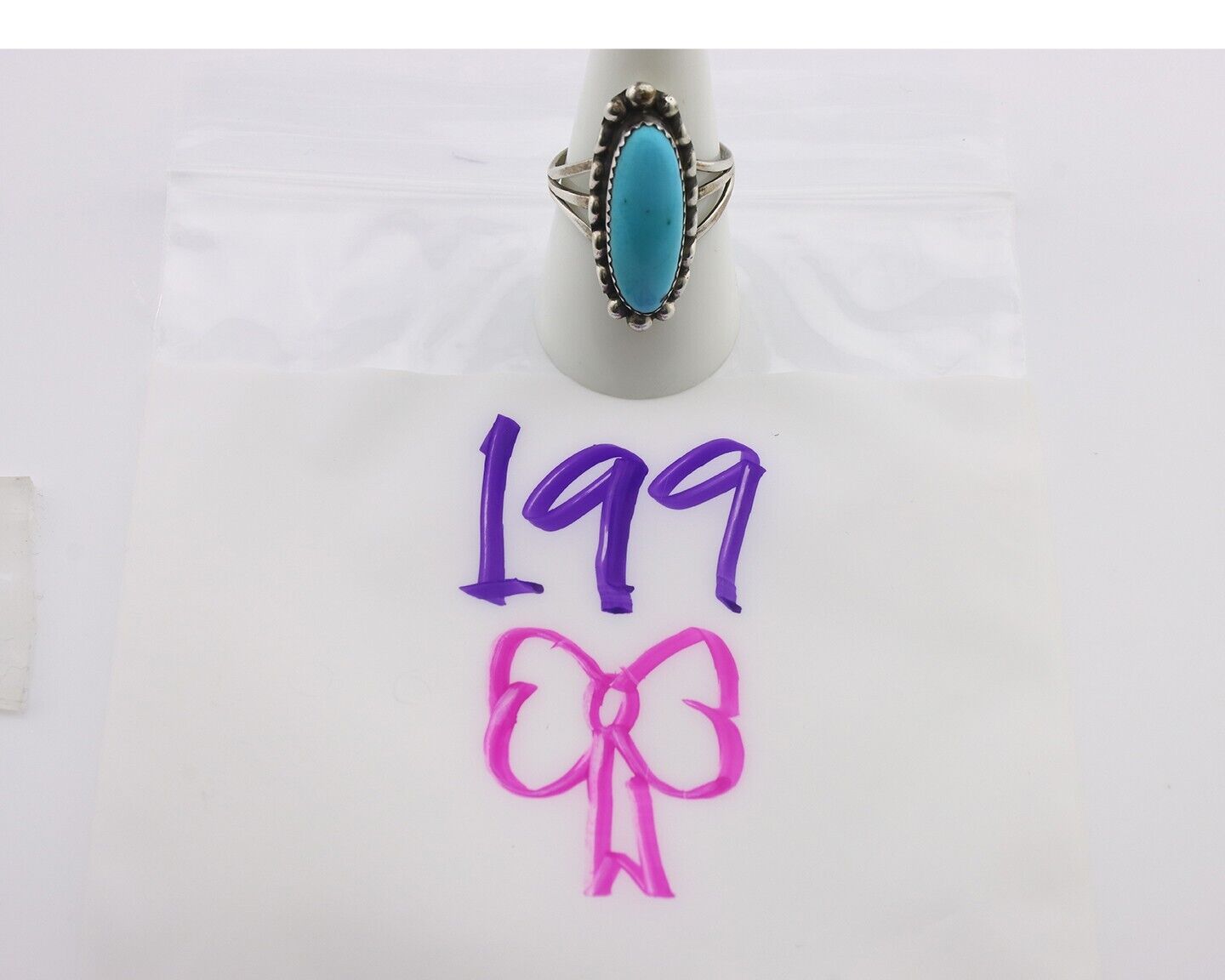 Navajo Ring .925 Silver Sleeping Beauty Turquoise Signed SkyStone Creations C80s