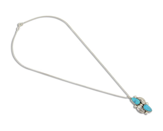 Navajo Turquoise Handmade Necklace 925 Silver Signed Simplicio C.80's