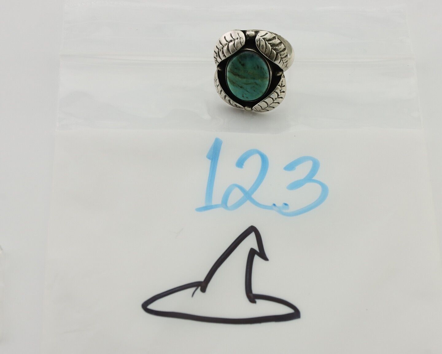 Navajo Ring 925 Silver Natural Turquoise Native American Artist C.80's