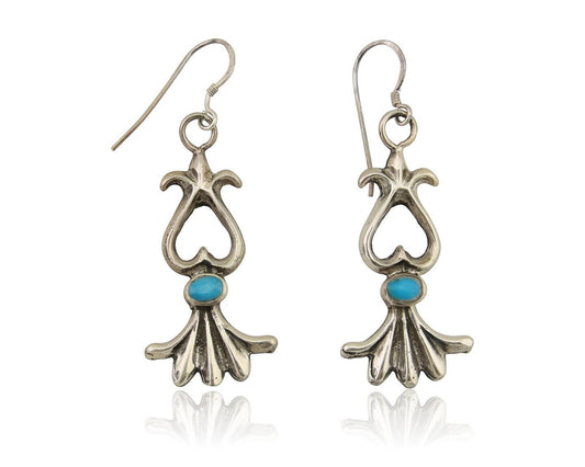 Navajo Dangle Earrings 925 Silver Blue Turquoise Native American Artist C.80's