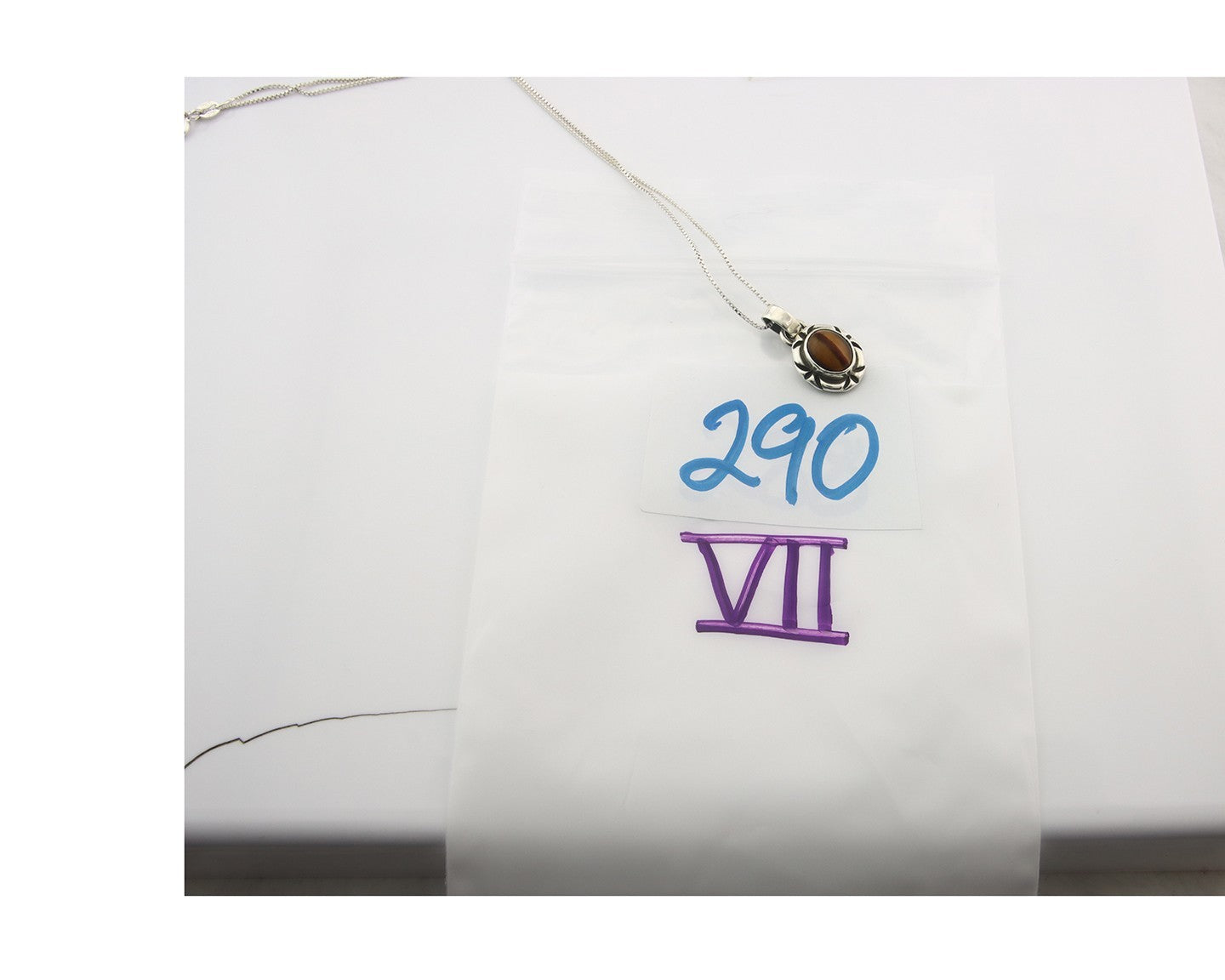 Navajo Sterling Silver Necklace Authentic Tiger Eye Sapphire Vintage Handmade