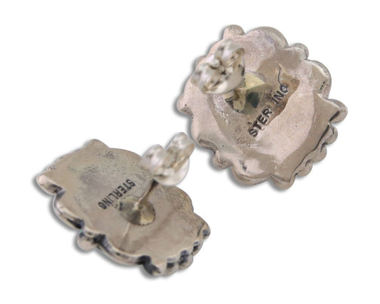 Navajo Paw Earrings 925 Silver Blue Turquoise Native American Artist C.80's