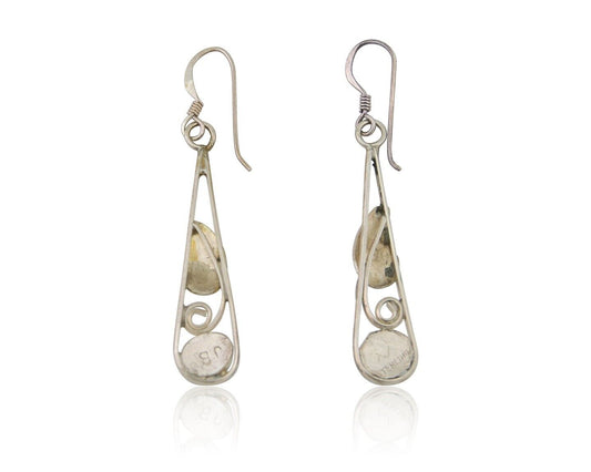 Navajo Dangle Earrings 925 Silver Natural Blue Turquoise Artist Signed JB C.80's