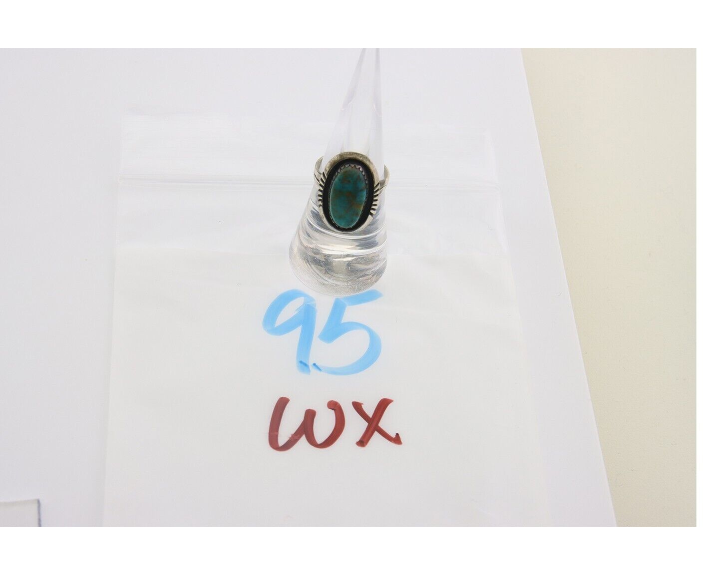 Navajo Ring 925 Sterling Natural Blue Turquoise Native Artist C.80's Size 6.25