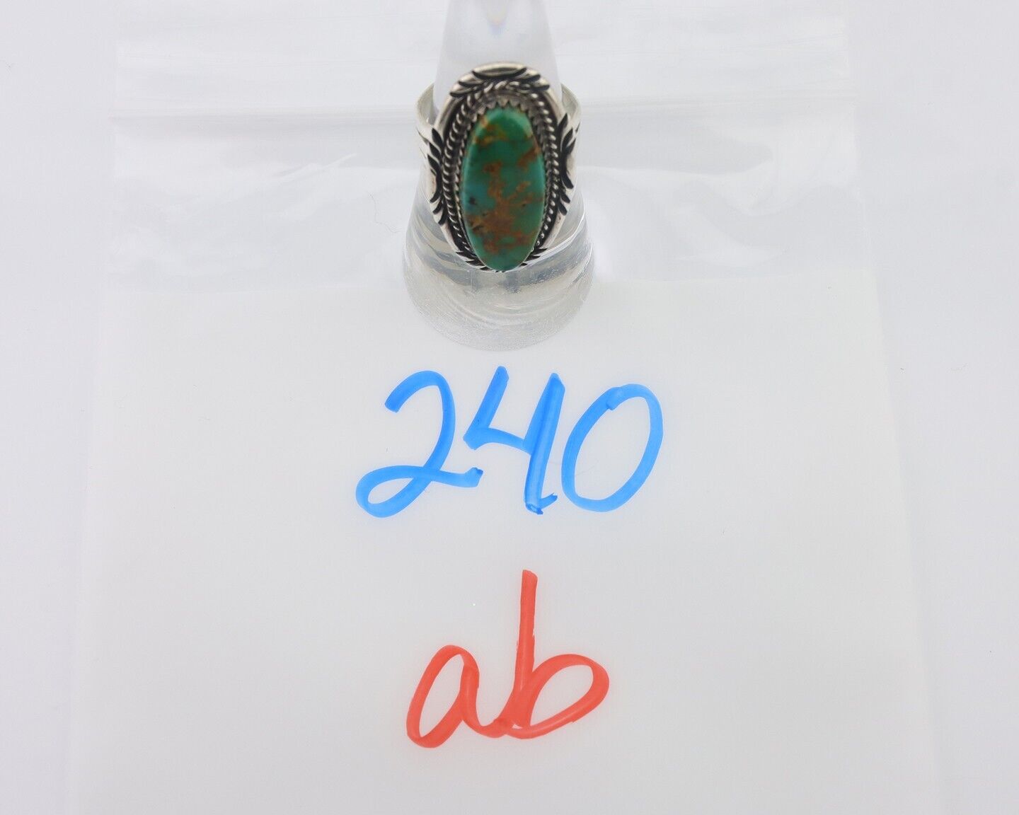 Navajo Ring 925 Silver Natural Turquoise Native American Artist C.80's