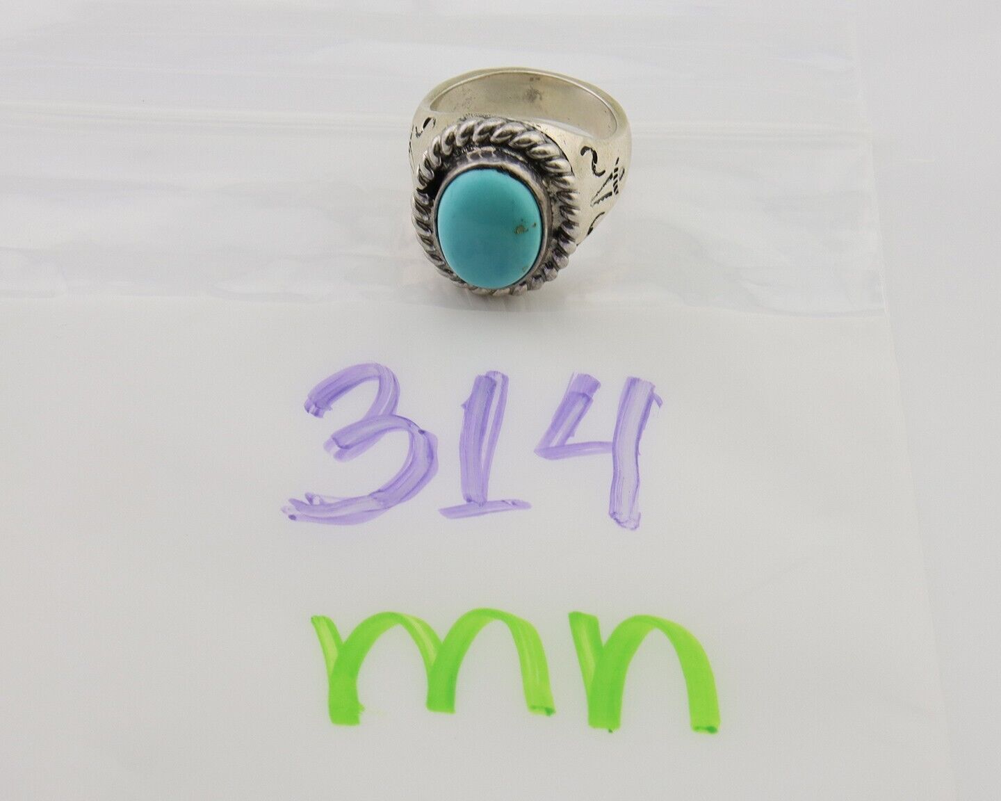 Navajo Ring 925 Silver Natural Blue Turquoise Native American Artist C.80's