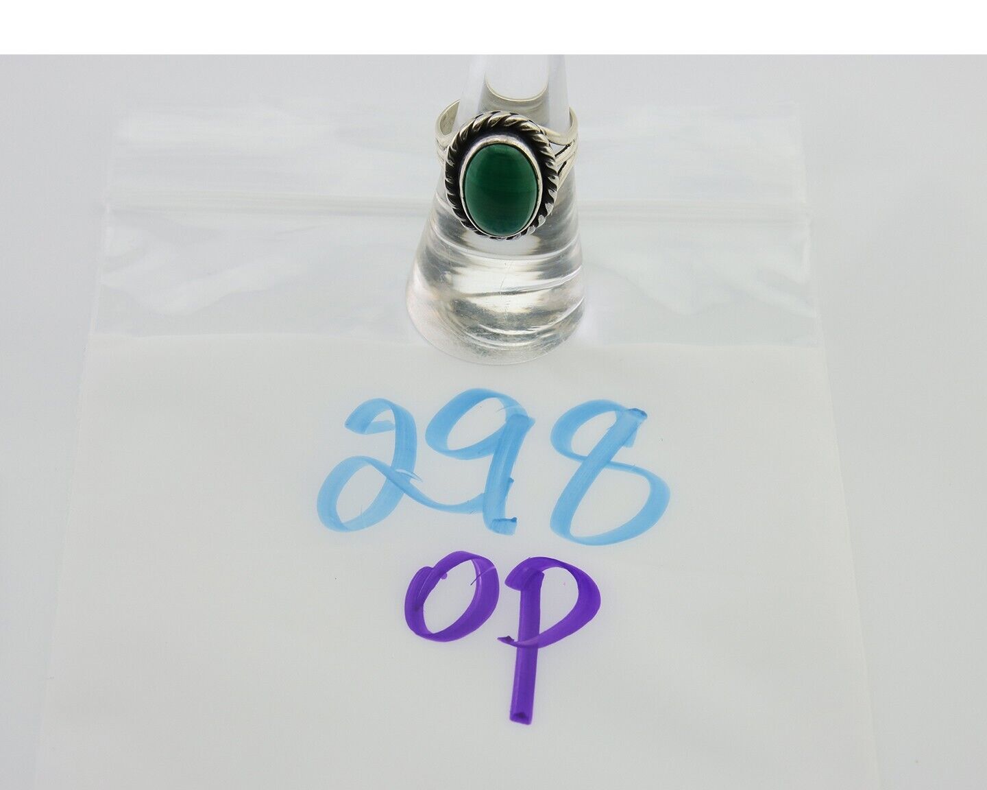 Navajo Ring 925 Silver Natural Malachite Native American Artist C.80's