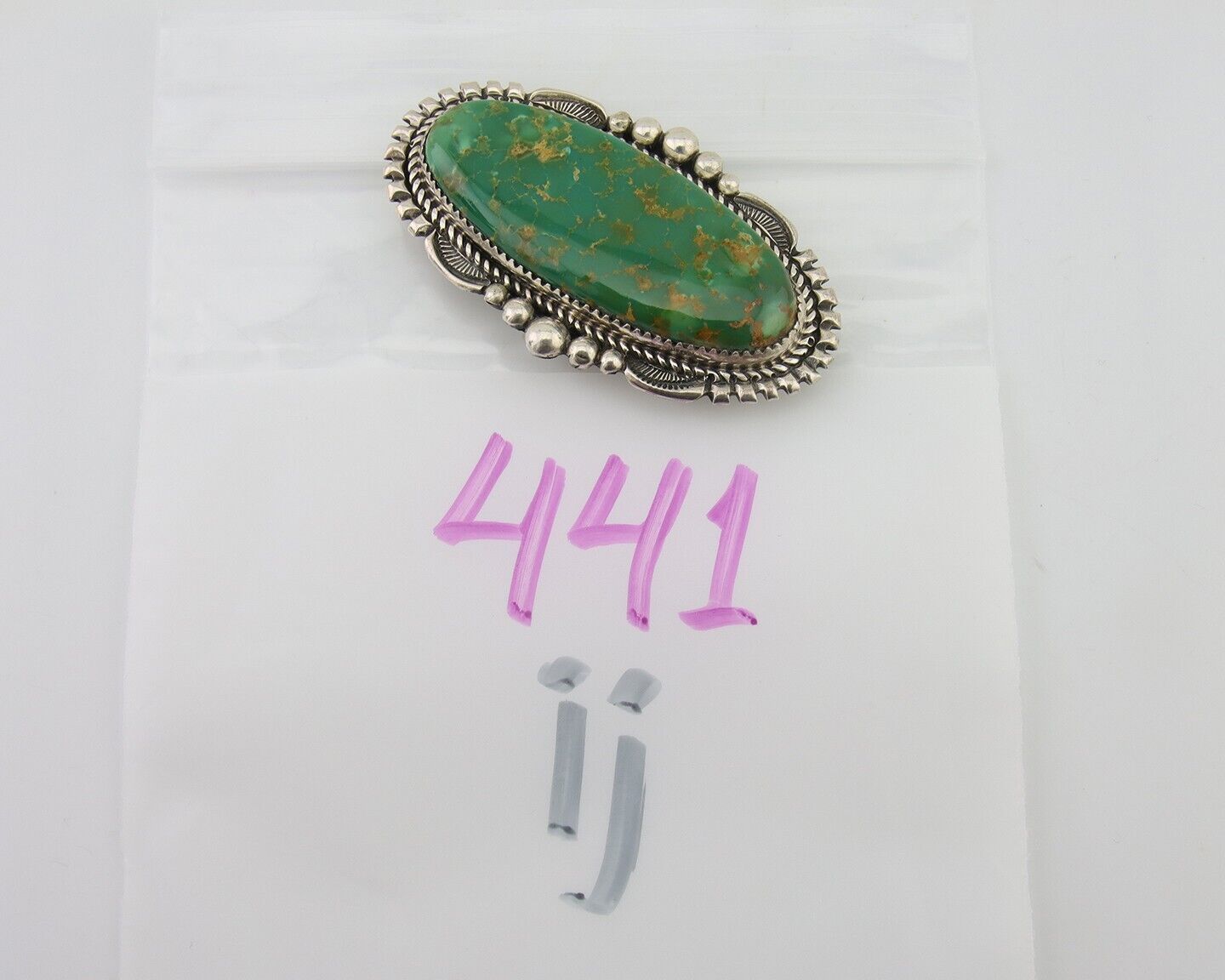 Navajo Pin Pendant 925 Silver Natural Blue Turquoise Artist Signed B C.80's