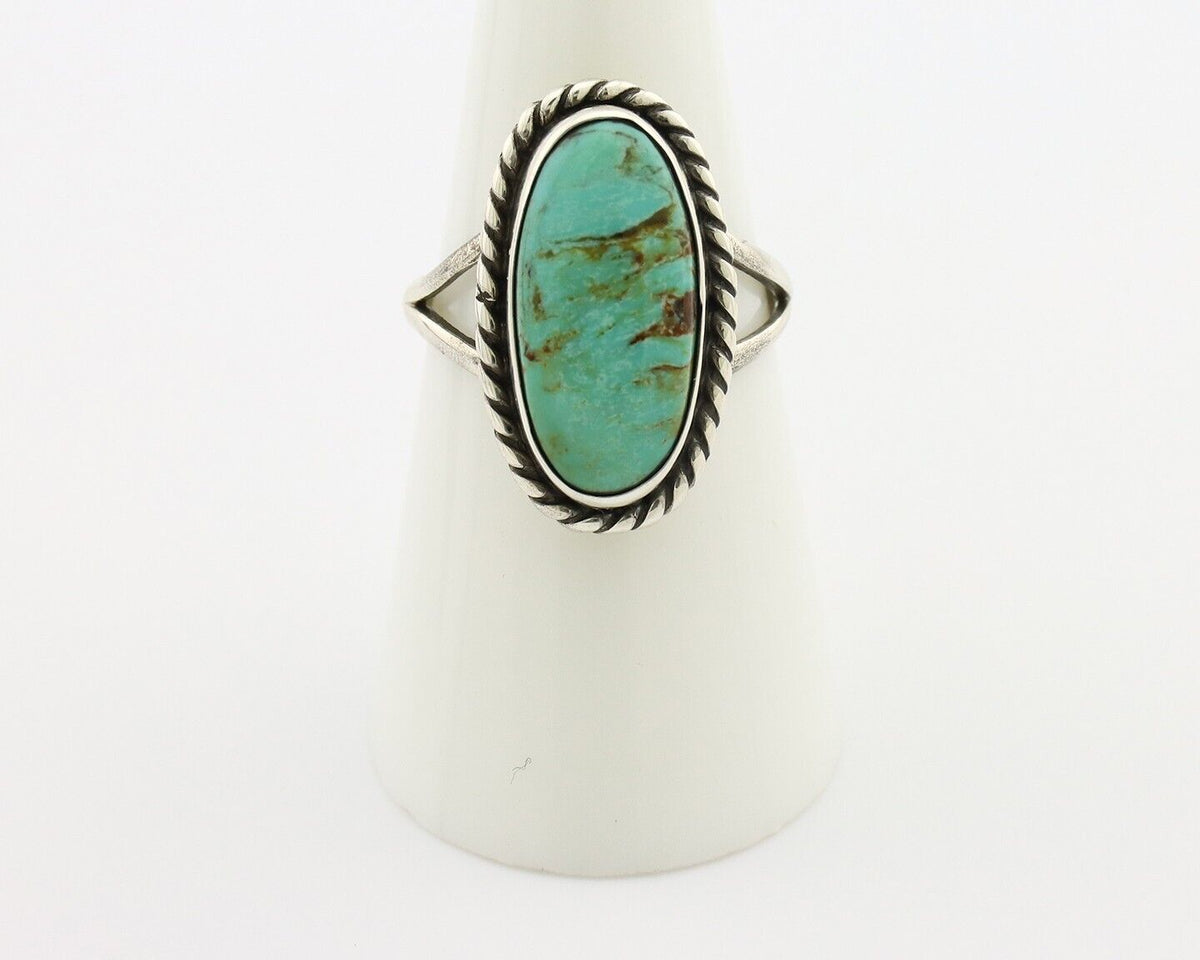 Navajo Ring 925 Silver Kingman Turquoise Artist Signed M Montoya C.80's
