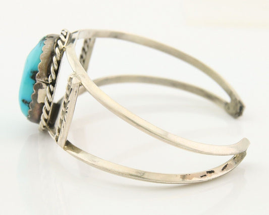 Navajo Bracelet 925 Silver Natural Blue Turquoise Native American Artist C.80s