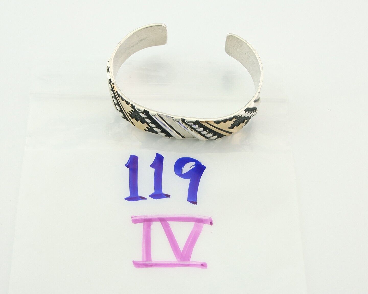 Navajo Bracelet Gold & 925 Silver Handmade 16 mm Wide Signed Thomas Singer C80s