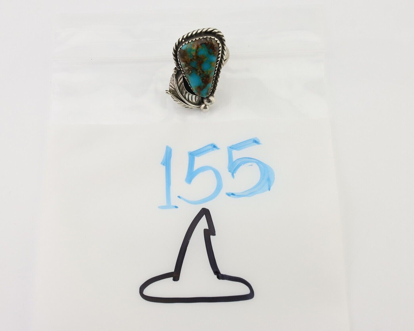 Navajo Ring 925 Silver Natural Blue Turquoise Artist Signed IJC C.80's