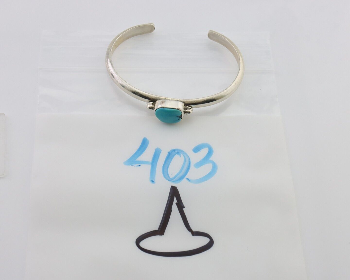 Navajo Cuff Bracelet 925 Silver Natural Blue Turquoise Native American C.80's