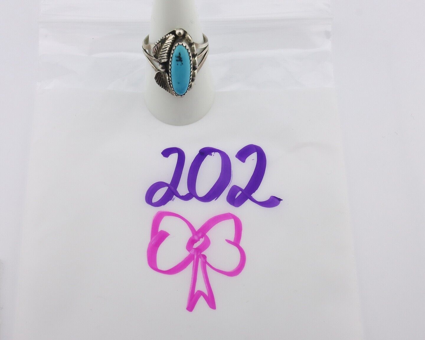 Navajo Ring .925 Silver Sleeping Beauty Turquoise Signed SkyStone Creations C80s