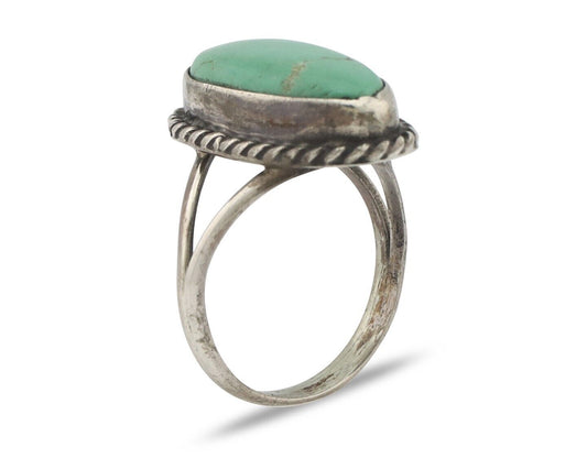 Navajo Ring .925 Silver Natural Kingman Turquoise Native American Signed C.80's