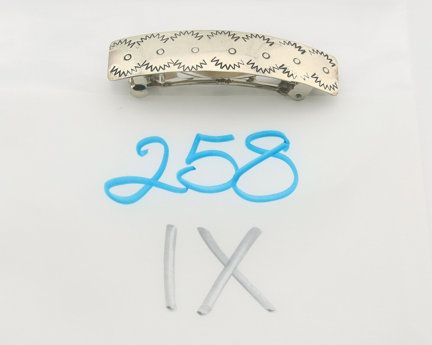 Vintage Navajo Barrette 925 Sterling Silver Hand Stamped Native American