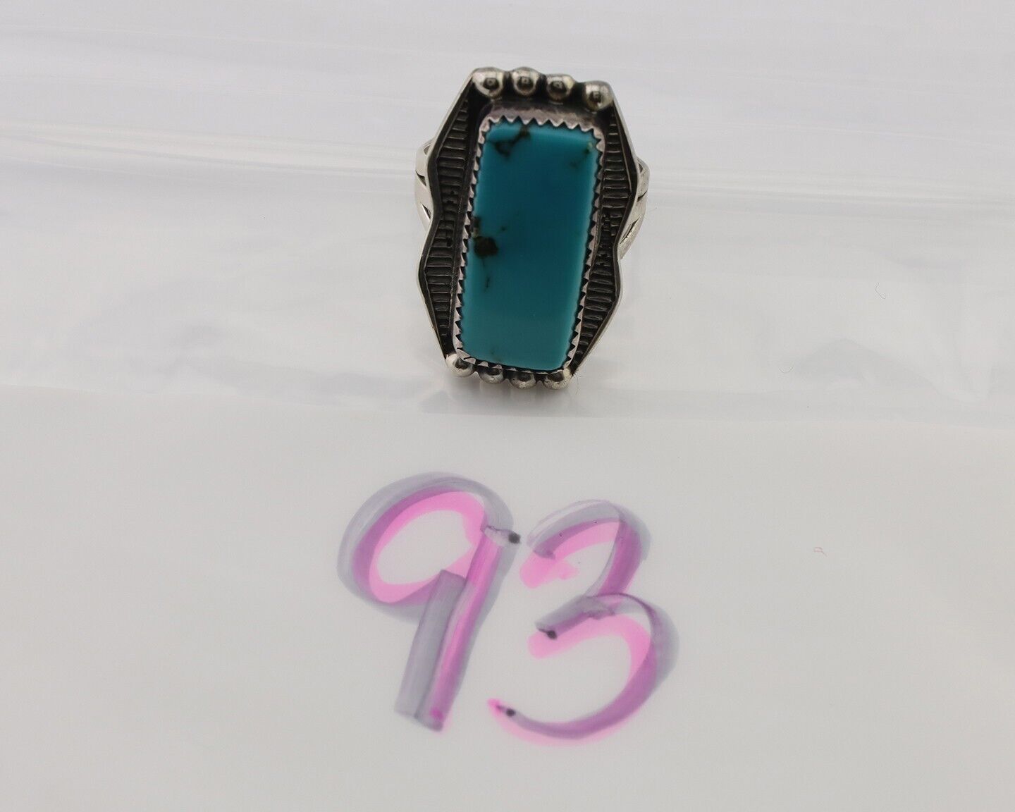 Navajo Ring 925 Silver Natural Turquoise Artist Signed D C.80's