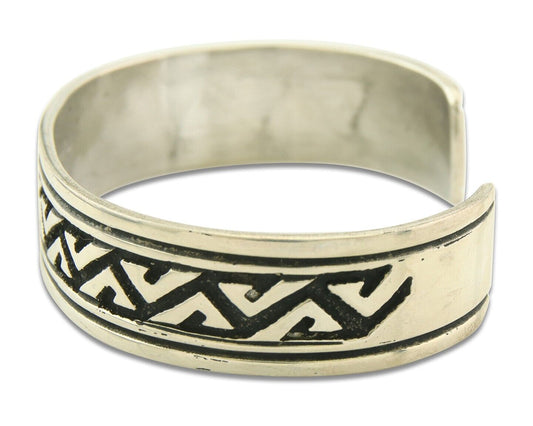 Navajo Bracelet 925 Silver Artist Signed Thomas Singer Cuff Made in the 1980's