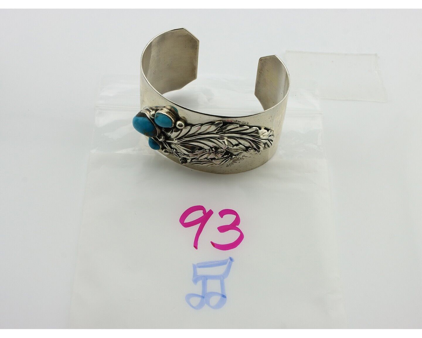 Navajo Bracelet 925 Silver Natural Blue Turquoise Signed David Zachary C.80's